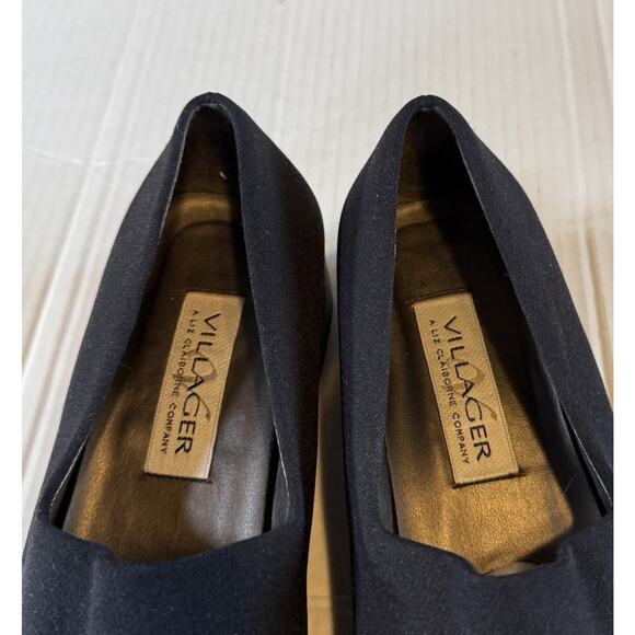 Villager by Liz Claiborne Size 9M Charlize Black Slip-On Square Toe Shoe - Picture 3 of 8
